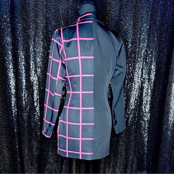 Asymmetrical Black and Hot Pink Blazer/Jacket Dress - Press Button - Picture 2 of 2